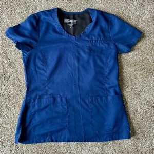 Women’s Grey’s Anatomy Fitted V-Neck Navy Blue Size Medium Scrub Top
